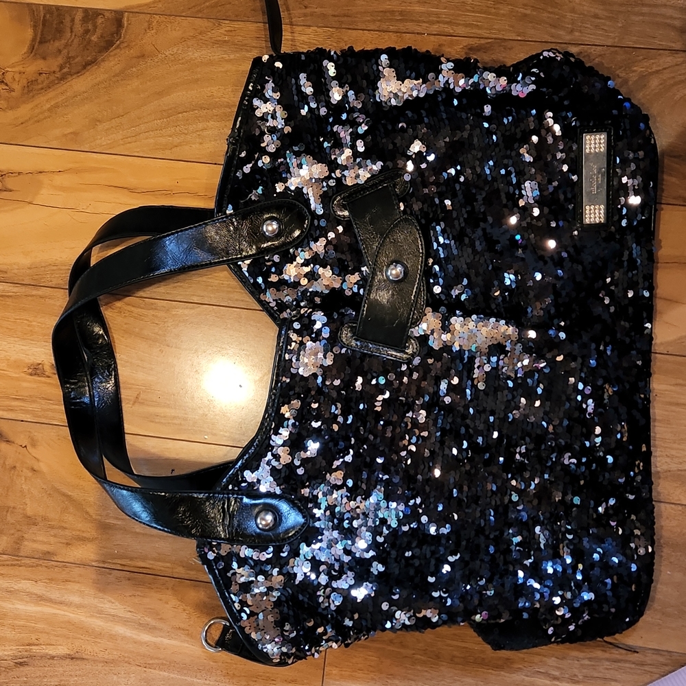 Nicole lee black sequin tote